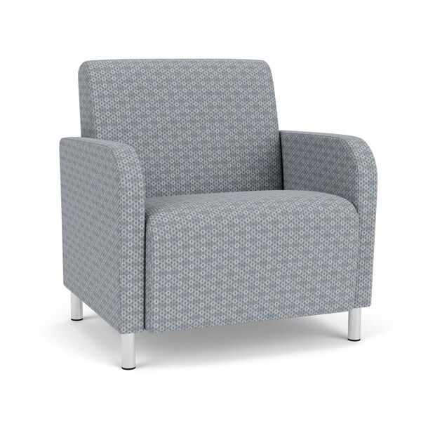 Lesro Siena Lounge Reception Wide Guest Chair, Brushed Steel, RS Fog Upholstery SN1201 - main